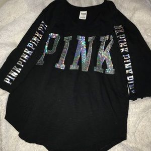 VS PINK BLING BOYFRIEND FOOTBALL TEE